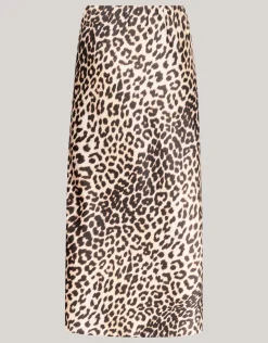 Shoeby Leopard Satijnen Midi Rok<DAMES Rokken