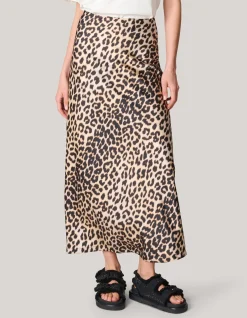 Shoeby Leopard Satijnen Midi Rok<DAMES Rokken