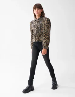 Shoeby Leopard Strik Blouse Bruin< Blouses