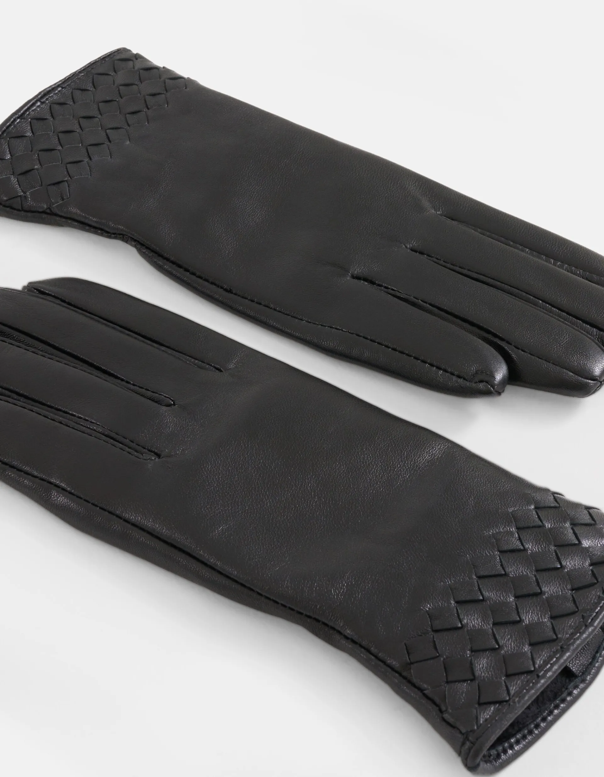 Shoeby Leren Gevlochten Handschoenen Zwart<DAMES Handschoenen