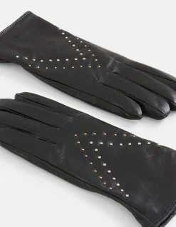Shoeby Leren Studs Handschoenen Zwart<DAMES Handschoenen