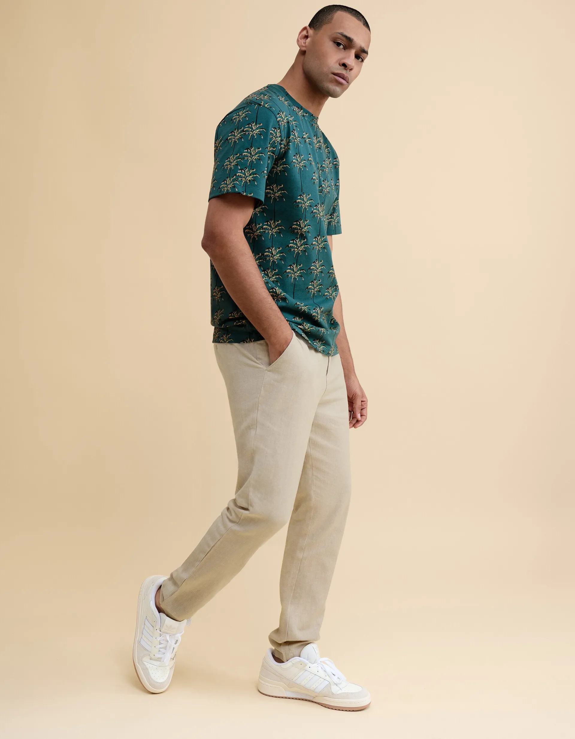 Shoeby Linnen Broek Beige<Heren Broeken
