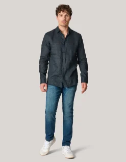 Shoeby Linnen Overhemd Zwart<Heren Overhemden