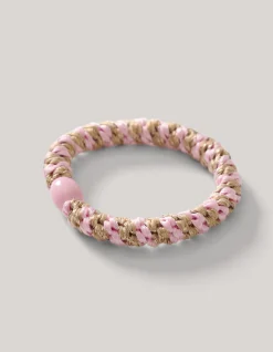 Shoeby Lurex Haarelastiek Lichtroze/<DAMES Haaraccessoires
