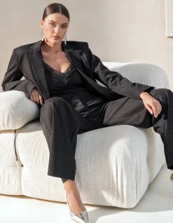 Shoeby Lurex Pinstripe Blazer Zwart By Mieke<DAMES Blazers