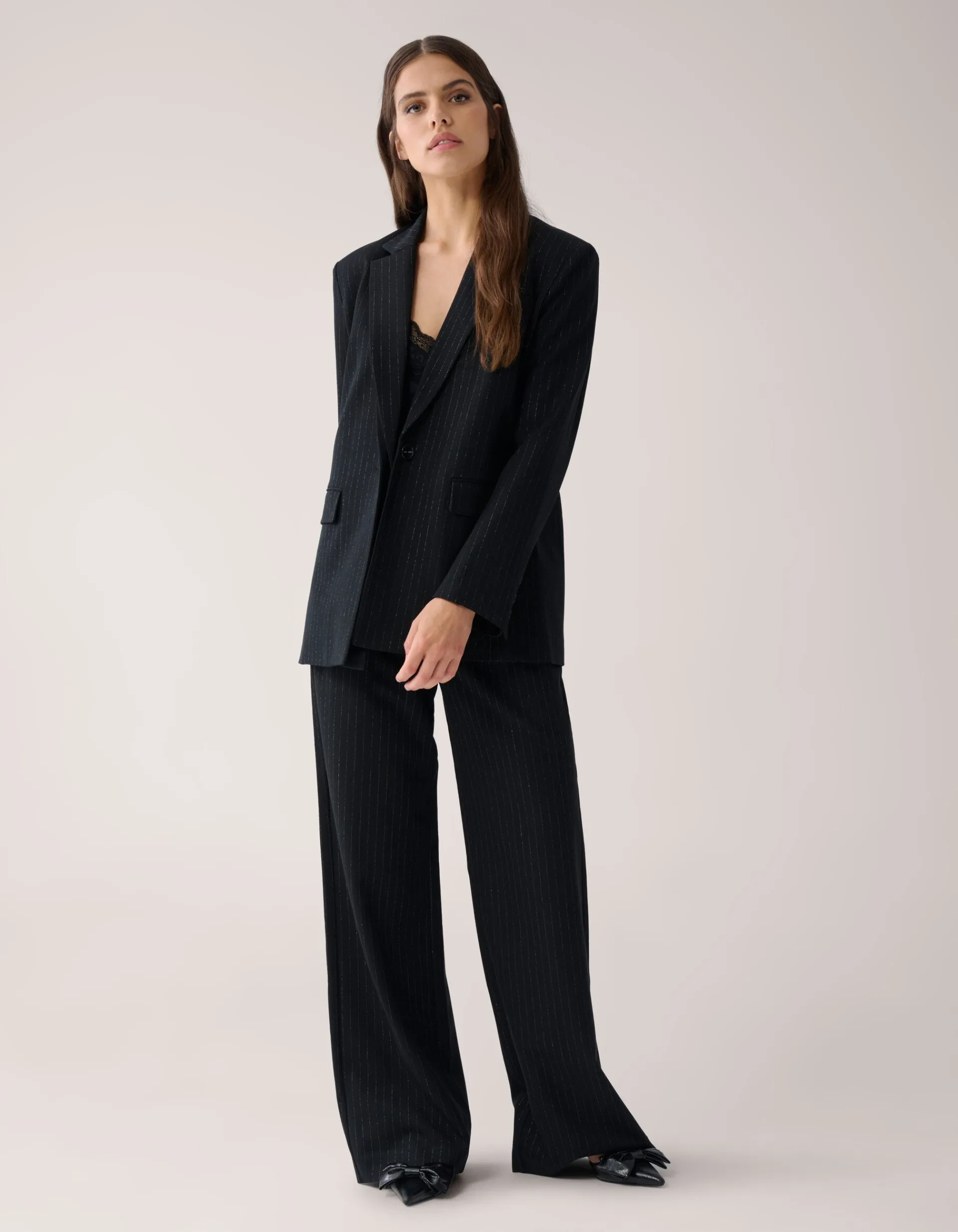 Shoeby Lurex Pinstripe Blazer Zwart By Mieke<DAMES Blazers
