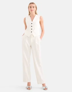 Shoeby Lurex Pinstripe Gilet Gebroken Wit<DAMES Gilets