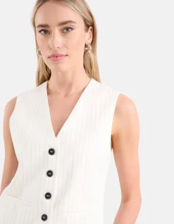 Shoeby Lurex Pinstripe Gilet Gebroken Wit<DAMES Gilets