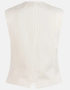 Shoeby Lurex Pinstripe Gilet Gebroken Wit<DAMES Gilets