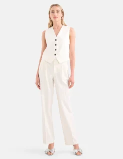Shoeby Lurex Pinstripe Gilet Gebroken Wit<DAMES Gilets