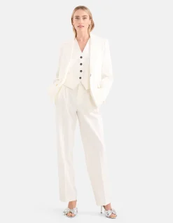 Shoeby Lurex Pinstripe Oversized Blazer Gebroken Wit<DAMES Blazers