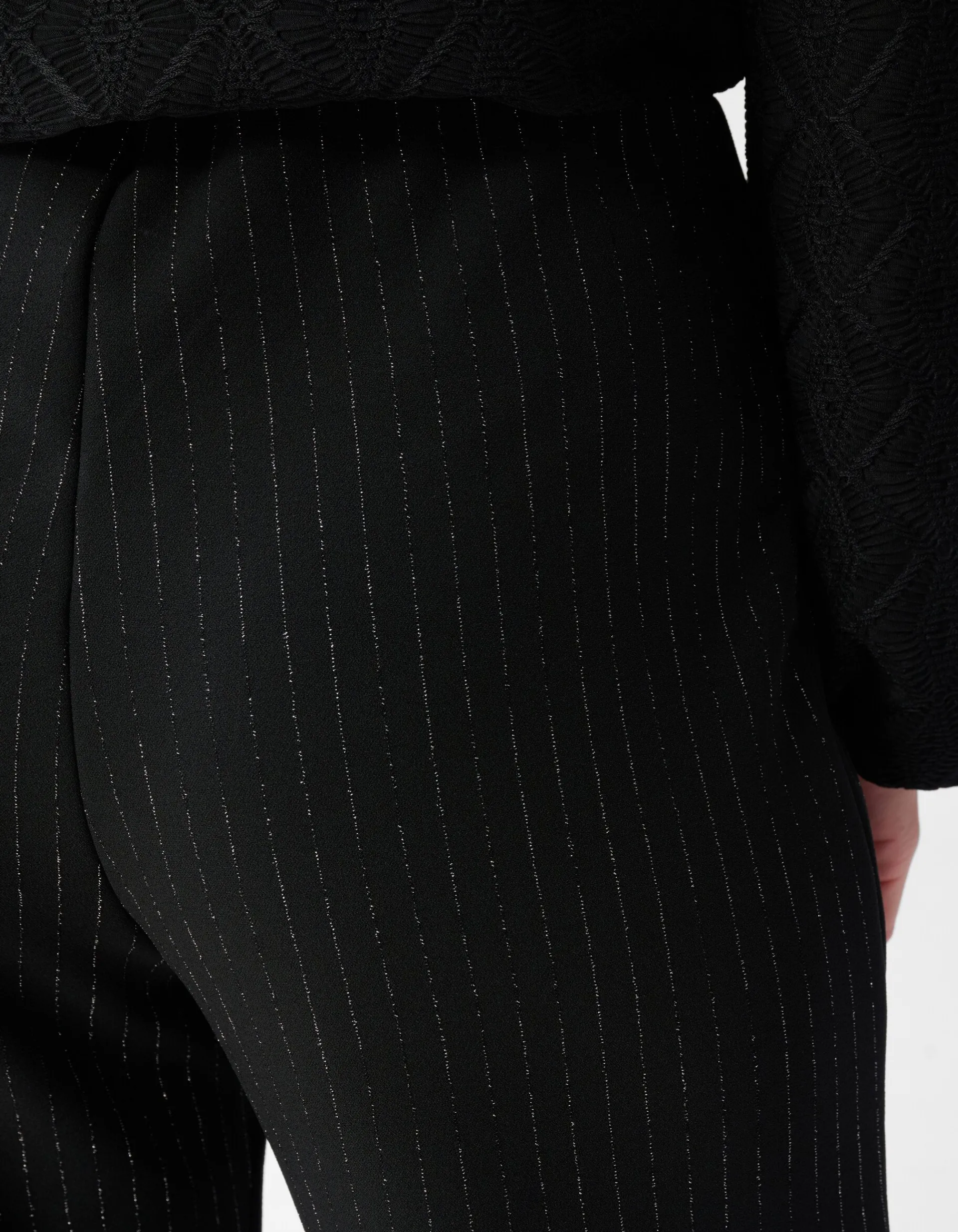 Shoeby Lurex Pinstripe Wide Leg Broek Zwart<DAMES Broeken