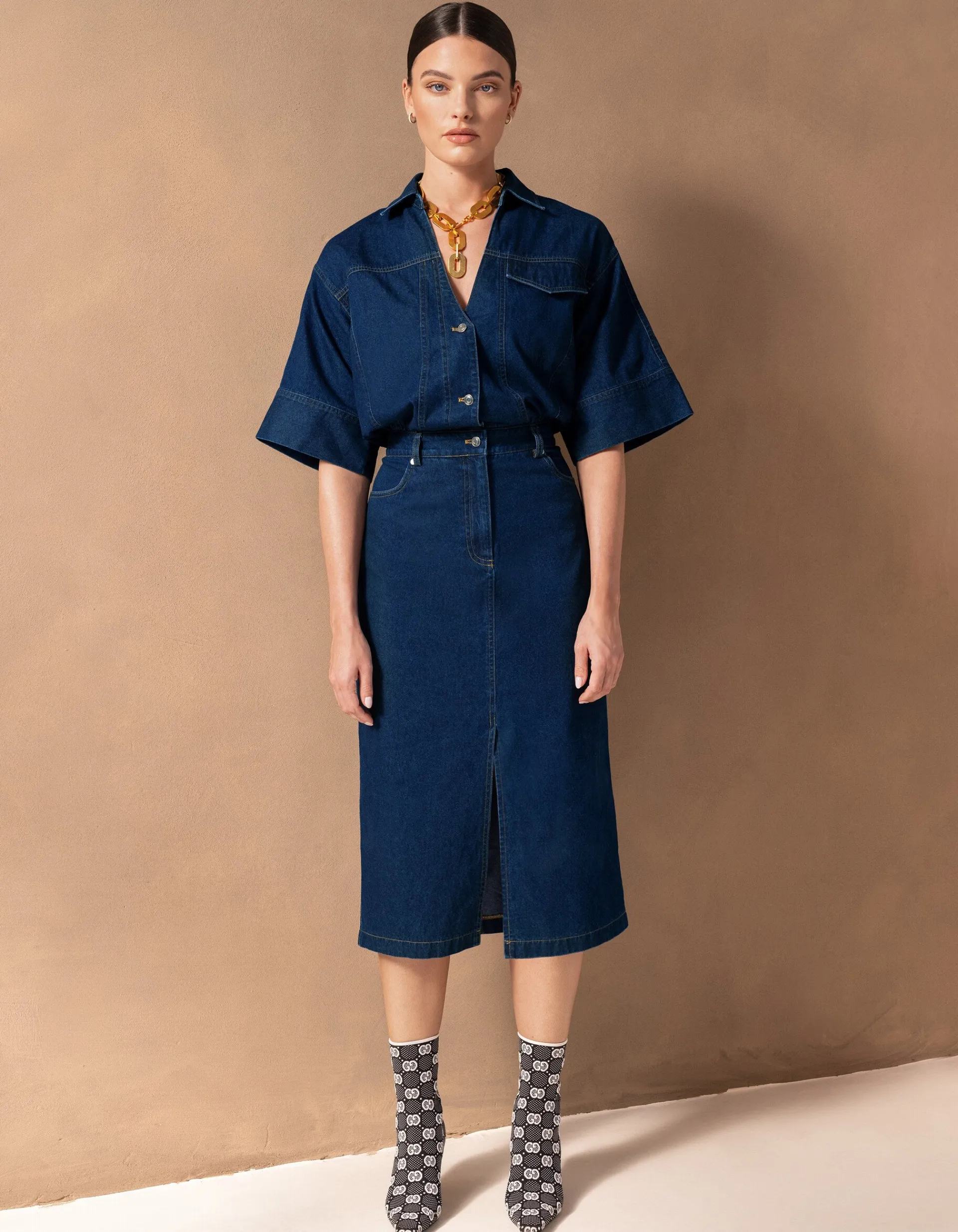 Shoeby Maxi Denim Jurk Donkerblauw By Mieke<DAMES Jurken