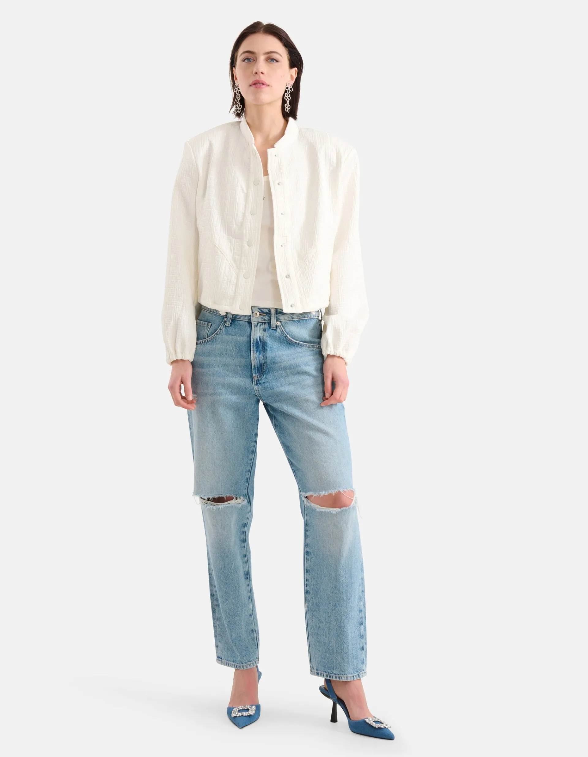 Shoeby Meander Jacquard Bomber Gebroken Wit<DAMES Jacks