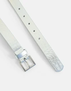 Shoeby Metallic Croco Riem Zilver<DAMES Riemen