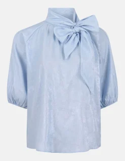 Shoeby Metallic Denim Blouse Lichtblauw<DAMES Blouses