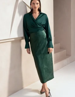 Shoeby Metallic Maxi Rok Groen By Mieke<DAMES Rokken