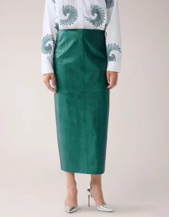Shoeby Metallic Maxi Rok Groen By Mieke<DAMES Rokken