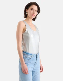 Shoeby Metallic Rib Top Zilver<DAMES Tops