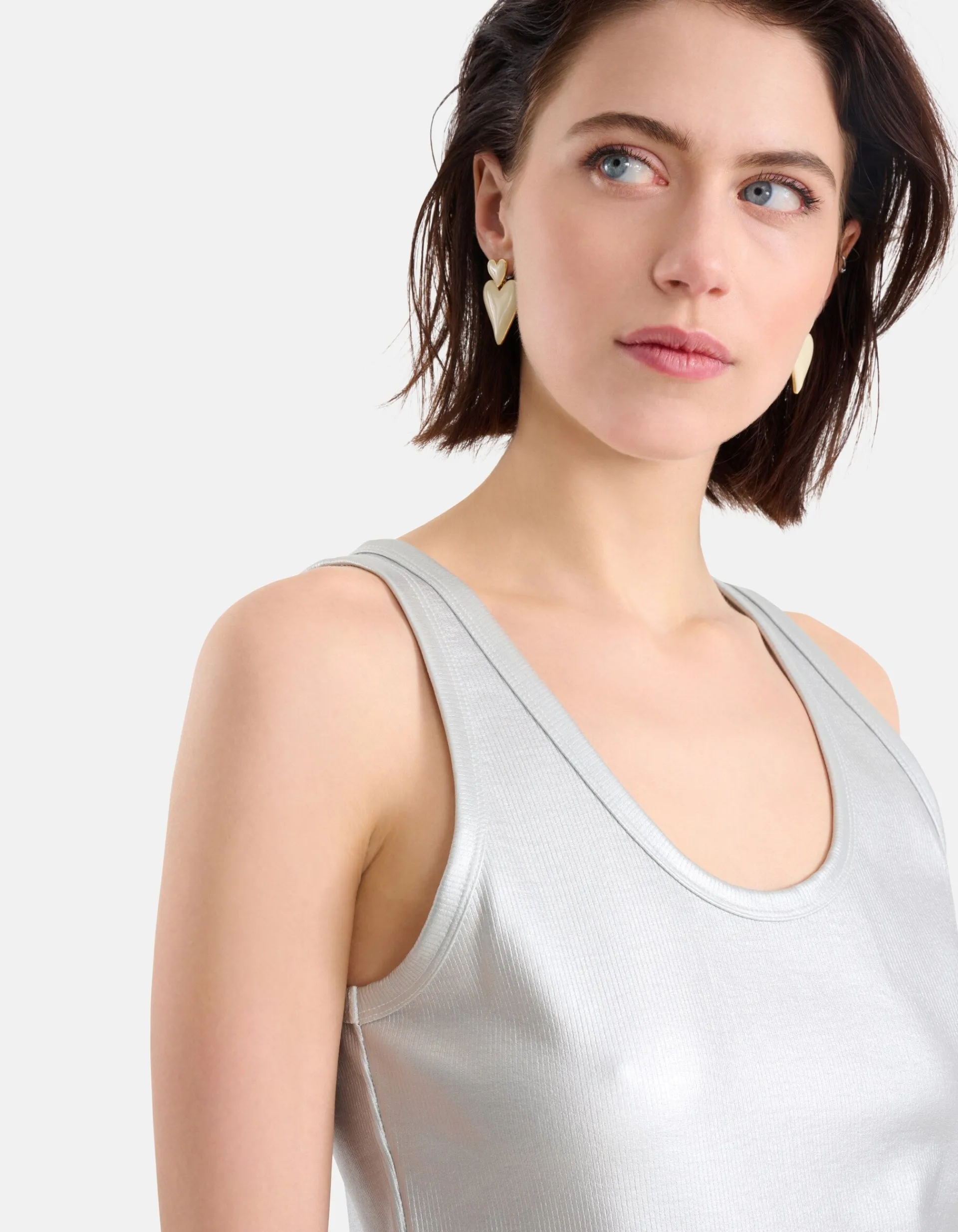 Shoeby Metallic Rib Top Zilver<DAMES Tops