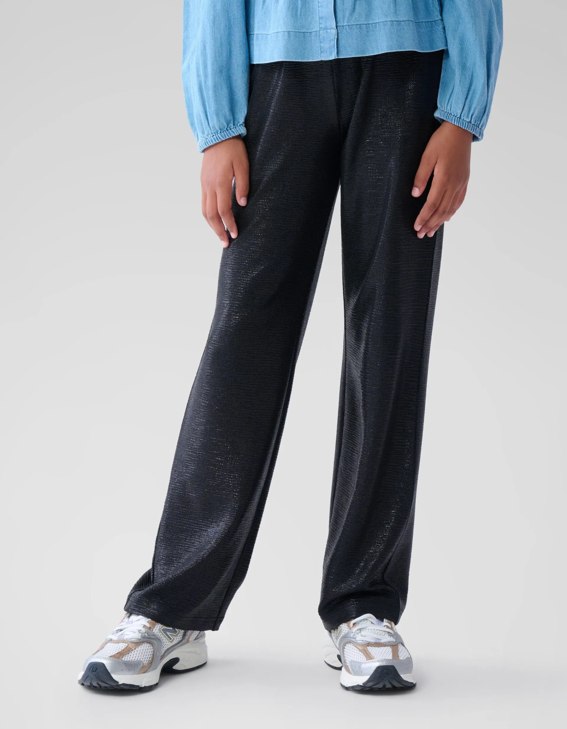 Shoeby Metallic Wide Leg Broek Zwart< Broeken