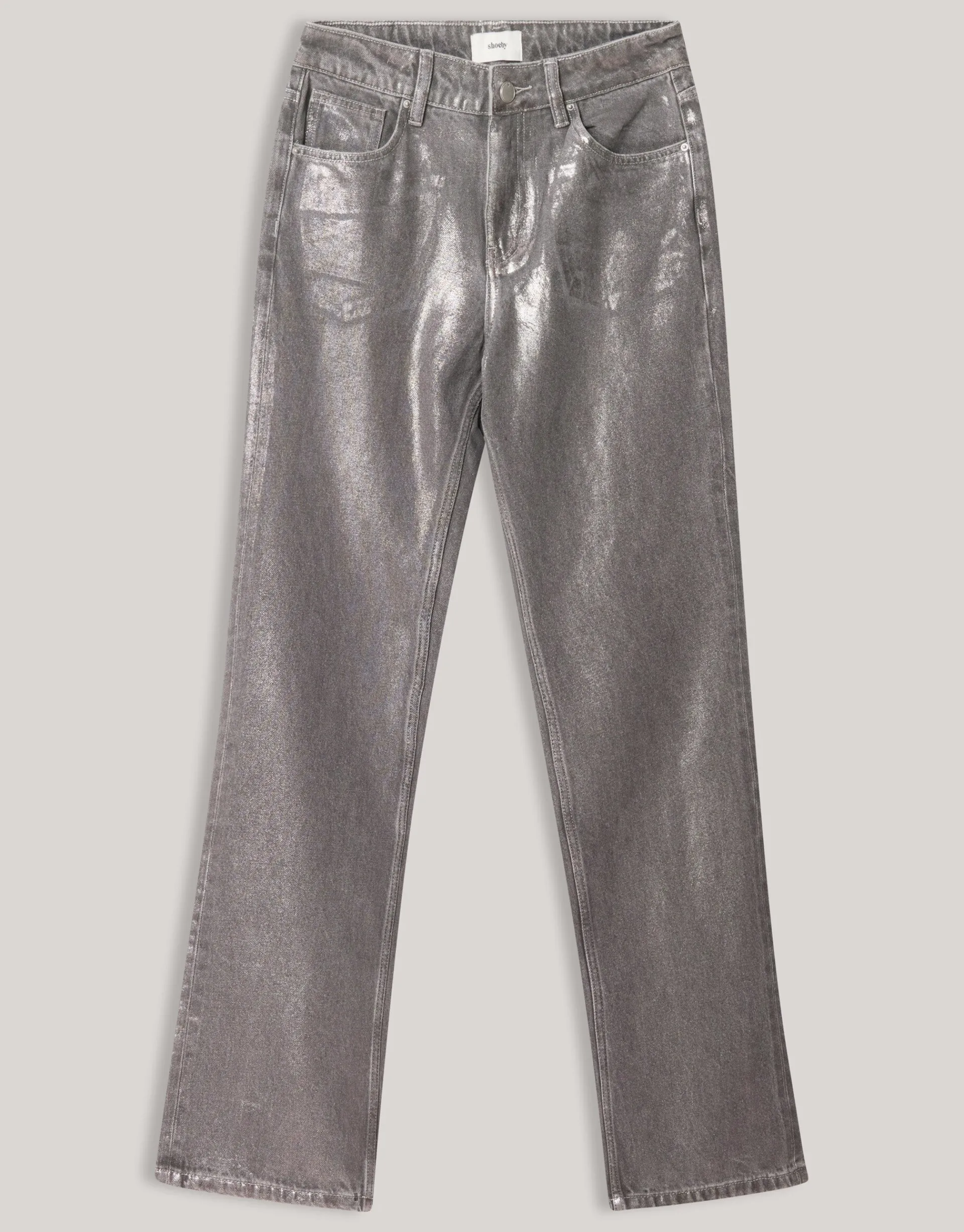 Shoeby Metallic Wide Leg Jeans Donkergrijs<DAMES Jeans