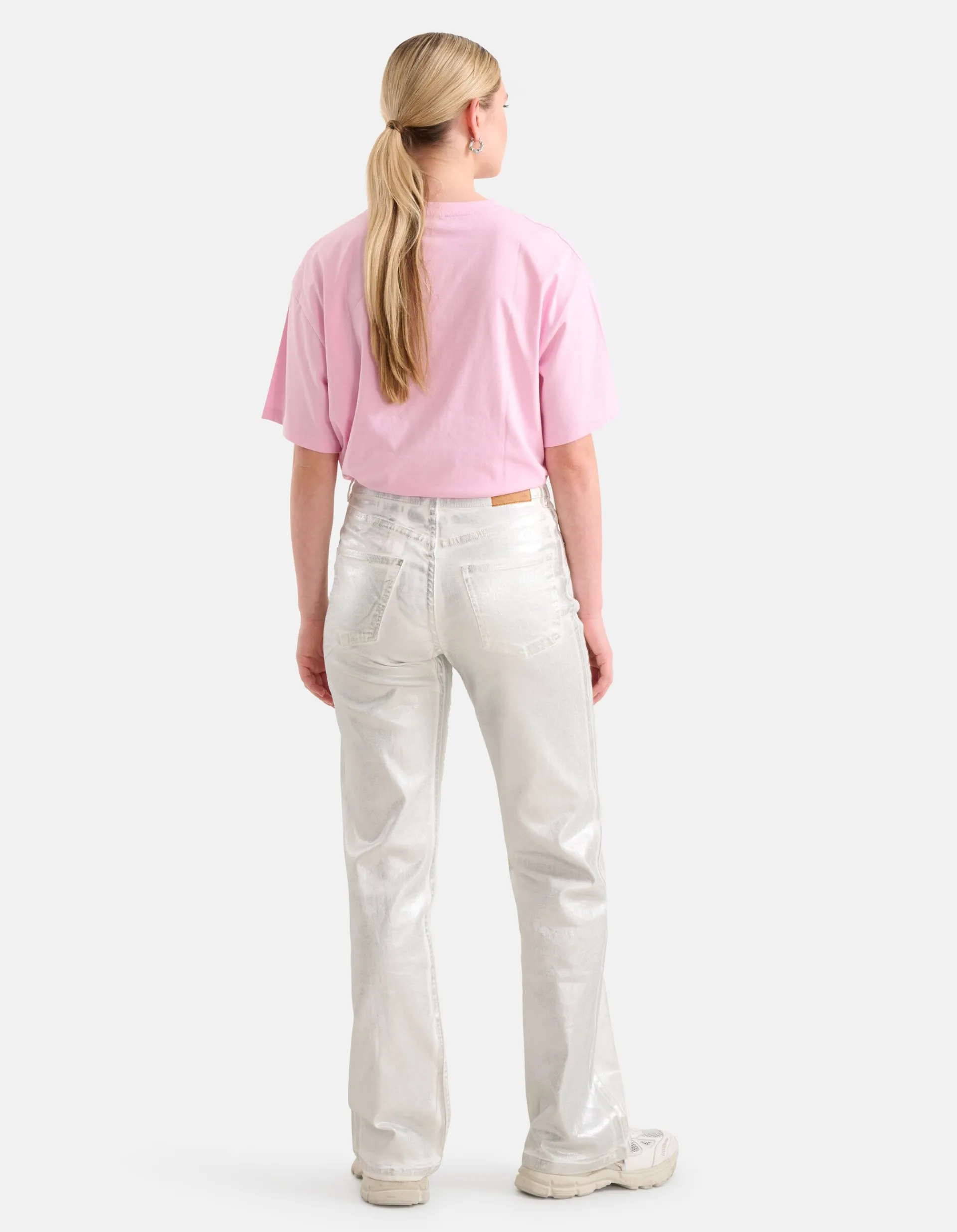 Shoeby Metallic Wide Leg Jeans Zilver<DAMES Jeans