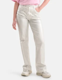 Shoeby Metallic Wide Leg Jeans Zilver<DAMES Jeans