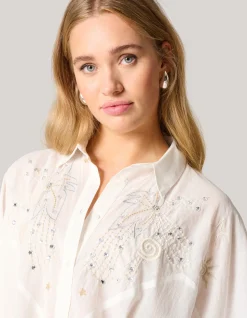 Shoeby Multi Embroidery Blouse Wit<DAMES Blouses