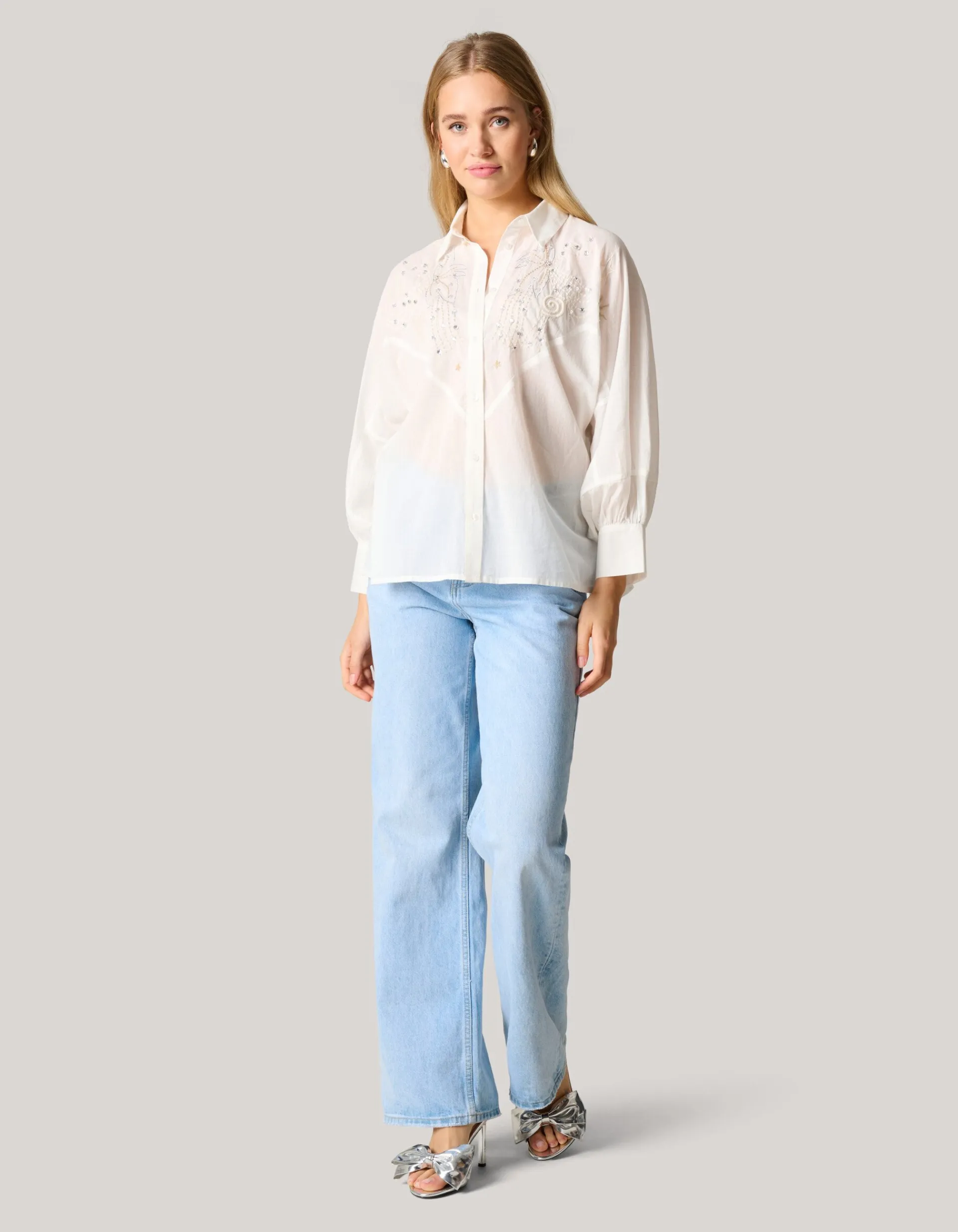 Shoeby Multi Embroidery Blouse Wit<DAMES Blouses