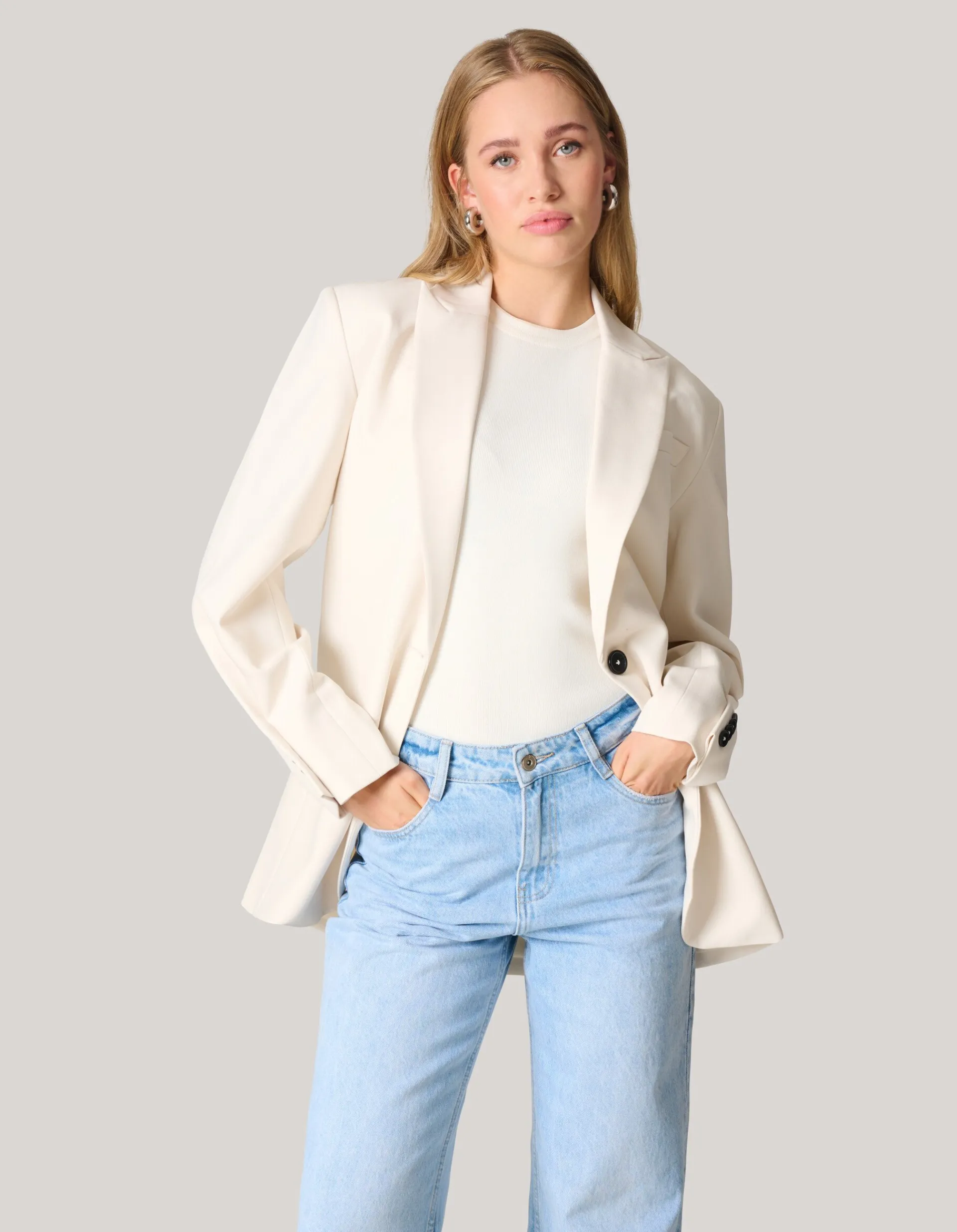 Shoeby Oversized Deconstructed Blazer Gebroken Wit<DAMES Blazers