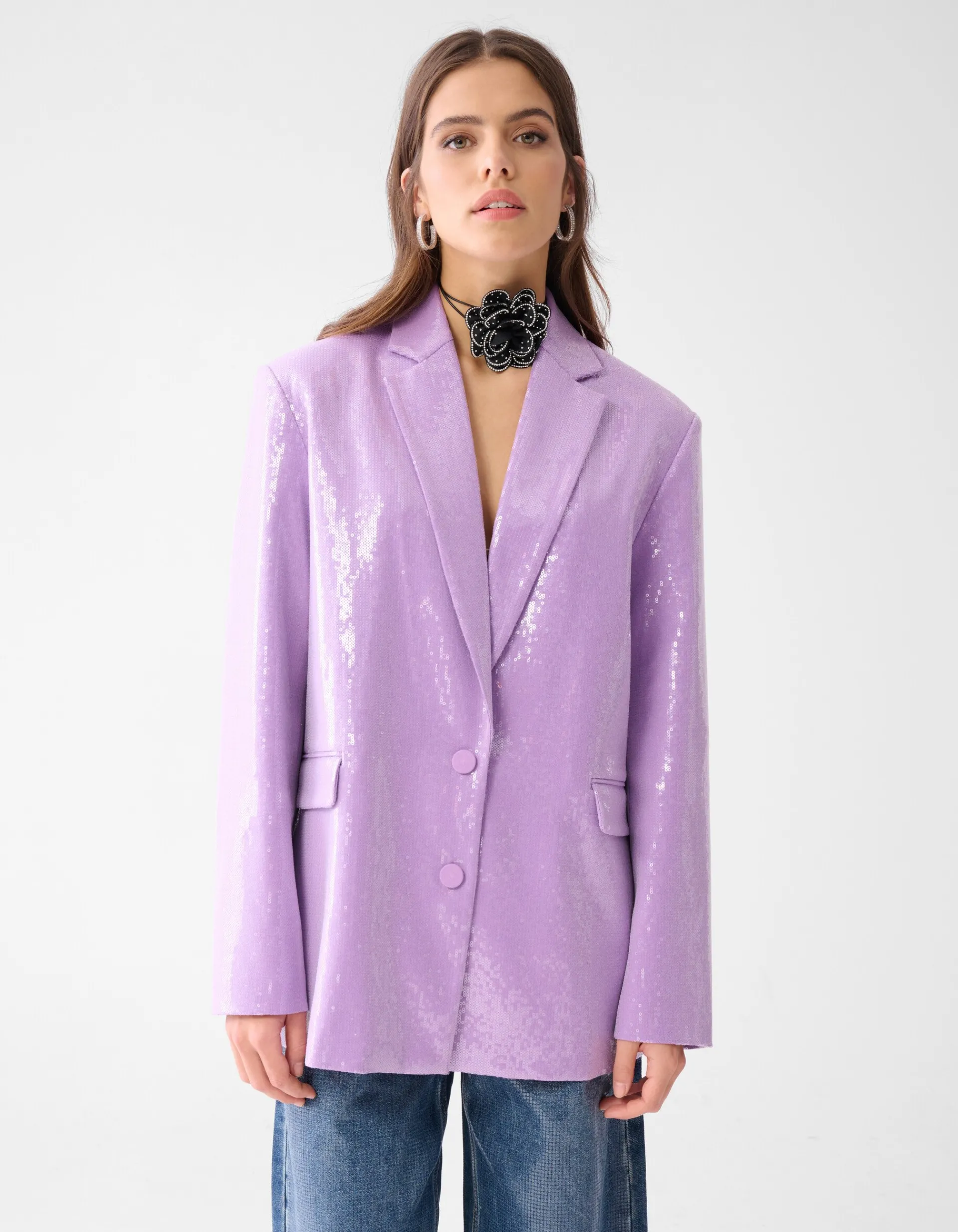 Shoeby Oversized Pailletten Blazer Lichtpaars By Lizzy<DAMES Blazers