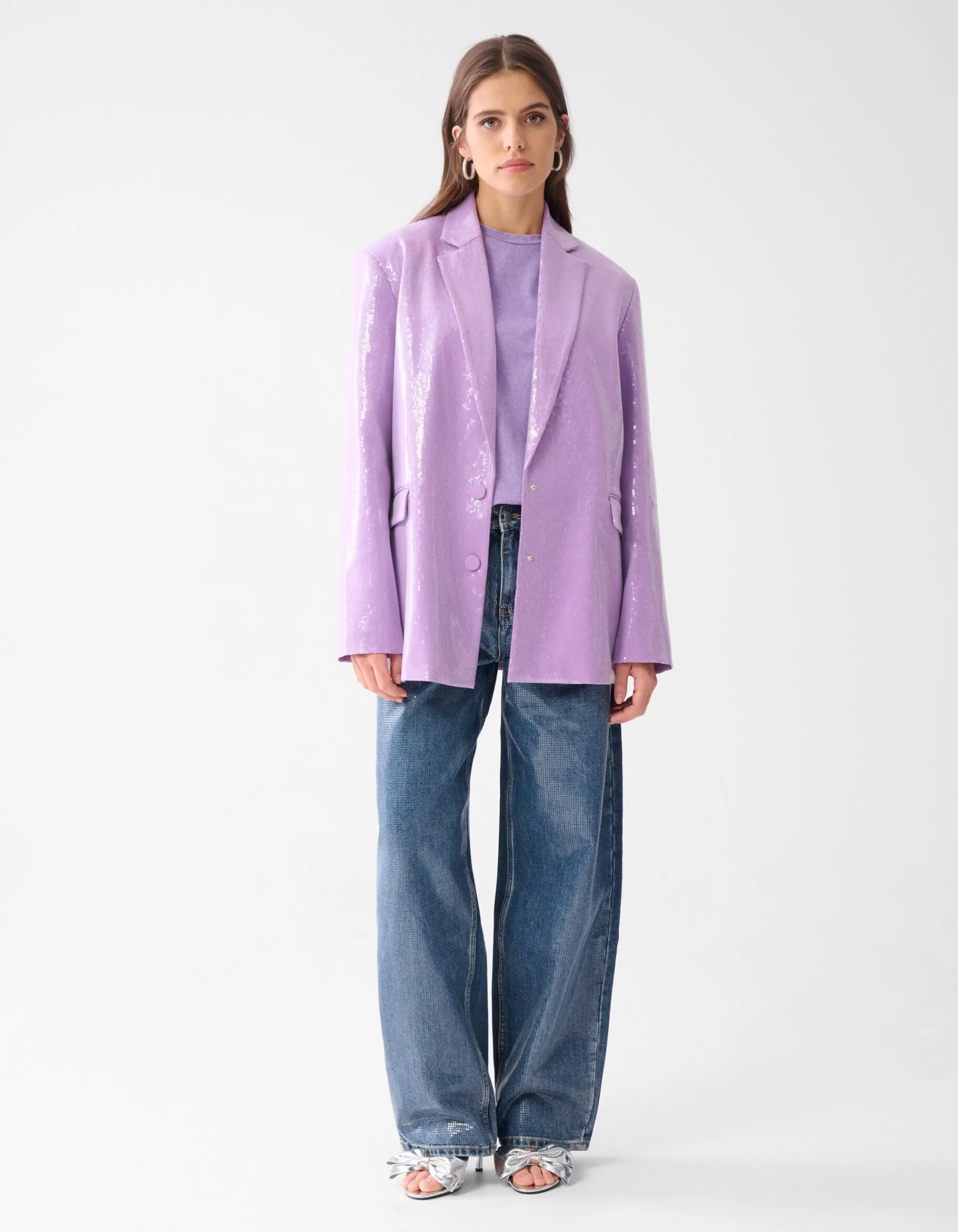 Shoeby Oversized Pailletten Blazer Lichtpaars By Lizzy<DAMES Blazers