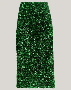 Shoeby Pailetten Maxi Rok Groen<DAMES Rokken