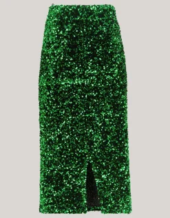 Shoeby Pailetten Maxi Rok Groen<DAMES Rokken