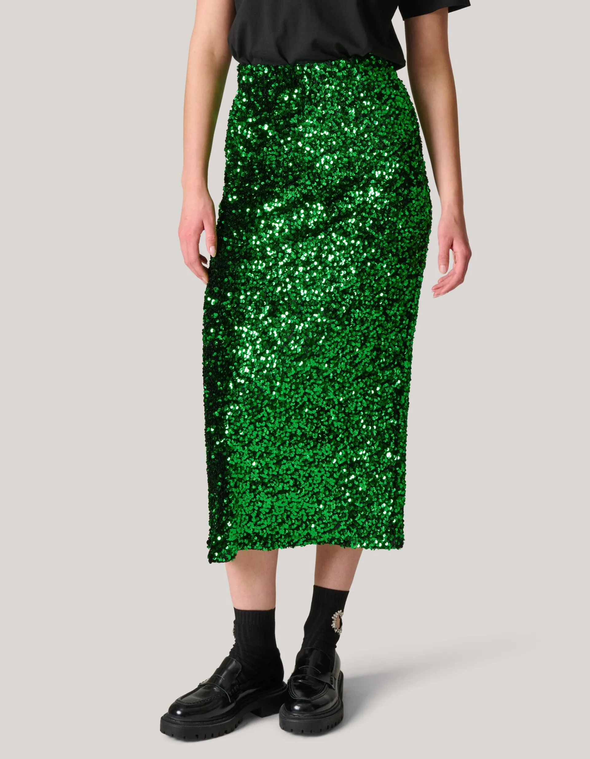 Shoeby Pailetten Maxi Rok Groen<DAMES Rokken