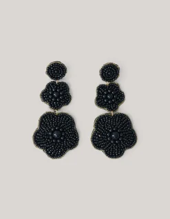 Shoeby Pearl Flower Oorbellen Zwart<DAMES Sieraden