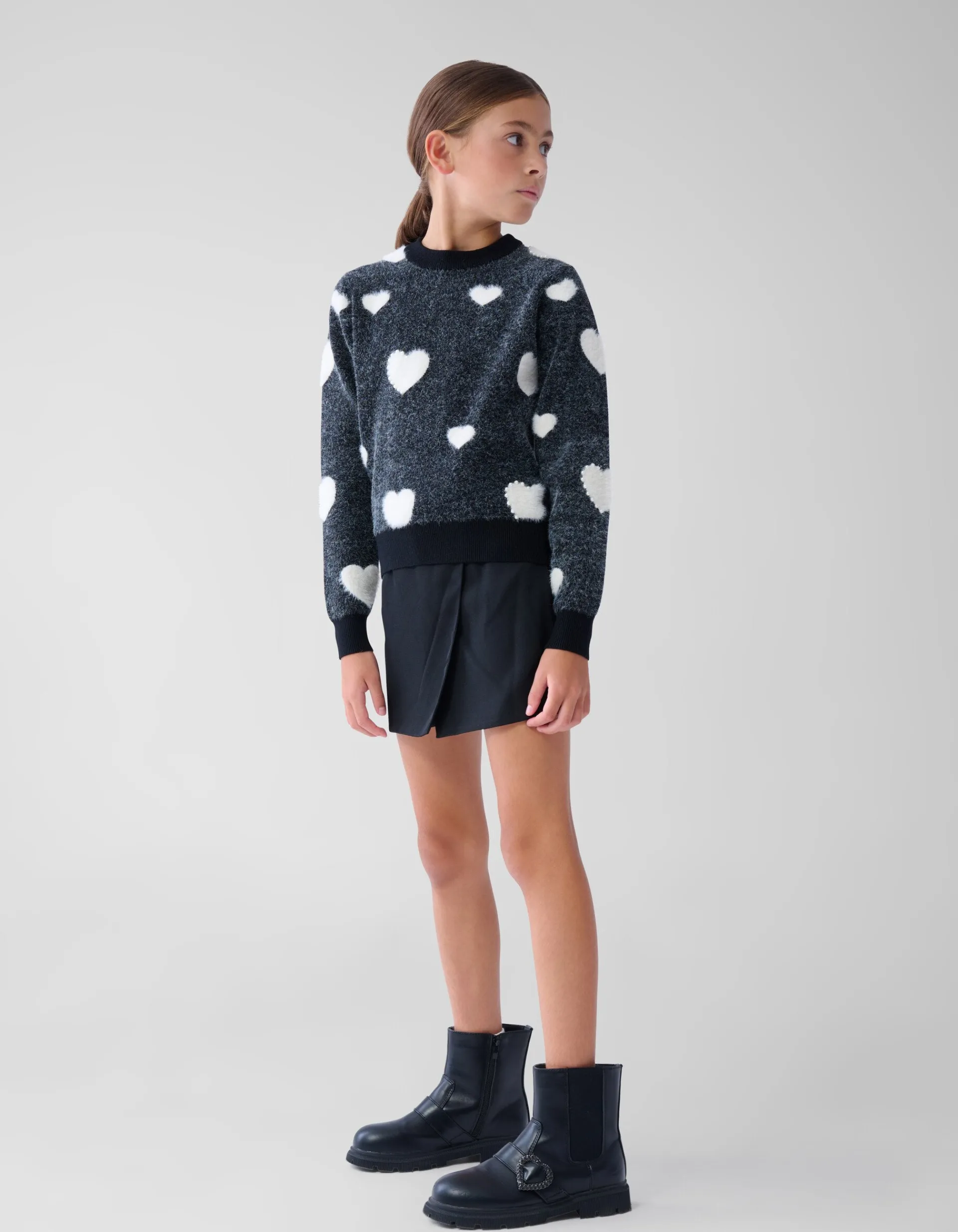 Shoeby Pearl Heart Trui Zwart< Gebreide Truien