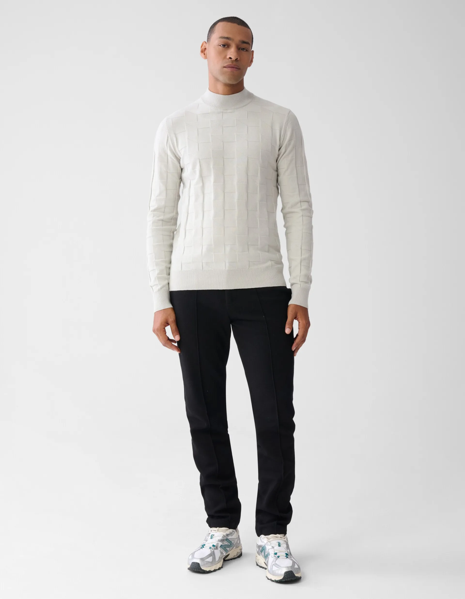 Shoeby Pied De Poule Trui Lichtgrijs<Heren Truien En Sweaters