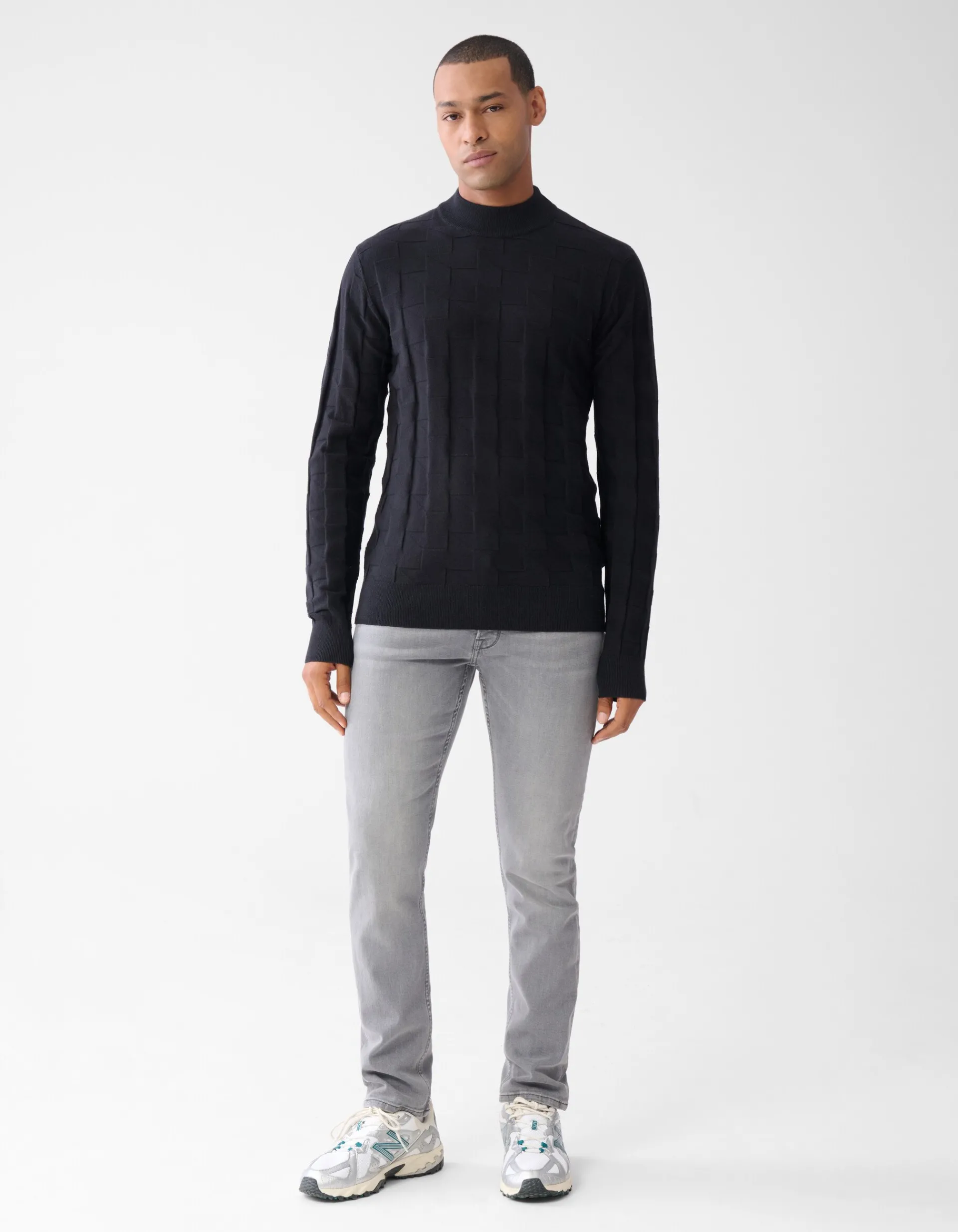 Shoeby Pied De Poule Trui Zwart<Heren Truien En Sweaters