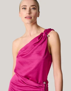 Shoeby Pierced Satijnen One Shoulder Top Roze<DAMES Tops