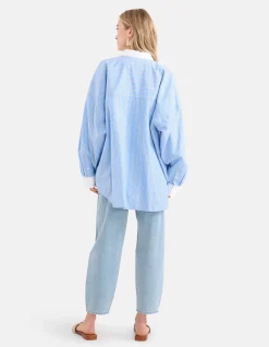 Shoeby Pinstripe Blouse Lichtblauw By Lonneke<DAMES Blouses