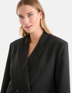 Shoeby Pinstripe Cropped Blazer Zwart<DAMES Blazers