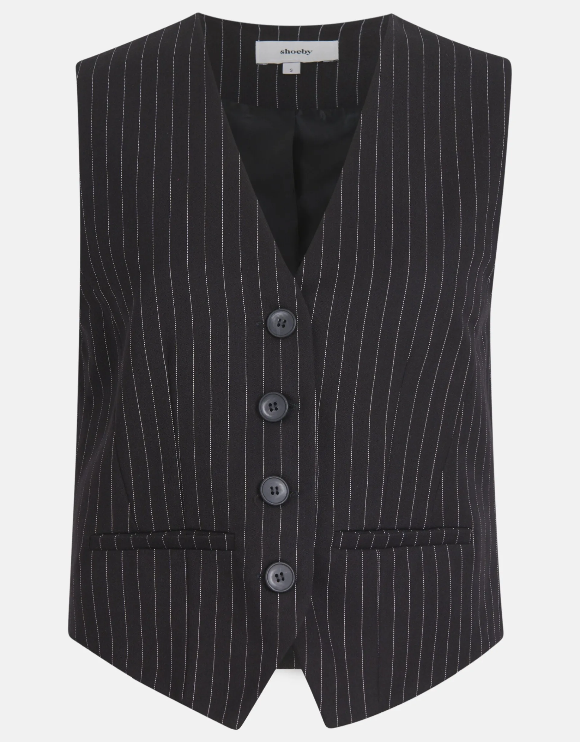 Shoeby Pinstripe Gilet Zwart/Wit<DAMES Gilets