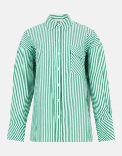 Shoeby Pinstripe Strass Blouse Groen By Monica<DAMES Blouses