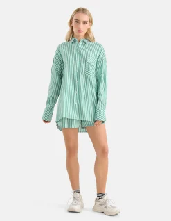 Shoeby Pinstripe Strass Blouse Groen By Monica<DAMES Blouses