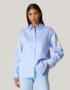 Shoeby Pinstripe Strass Blouse Lichtblauw<DAMES Blouses