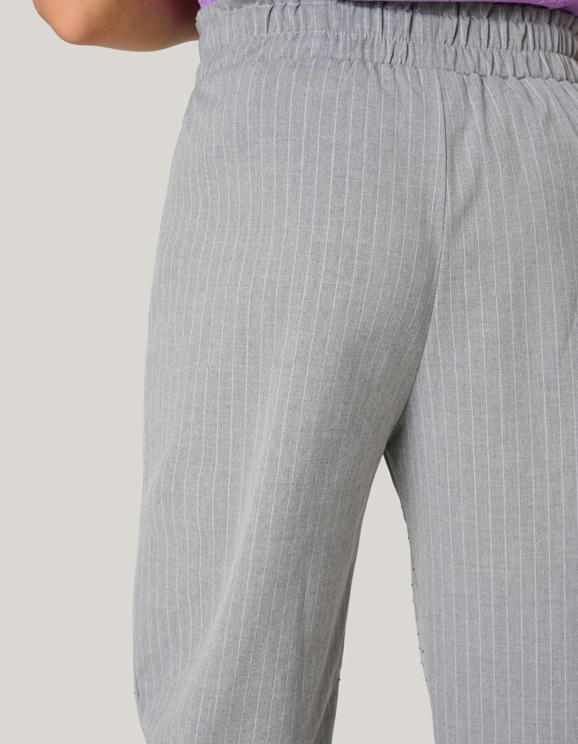 Shoeby Pinstripe Strass Pantalon Lichtgrijs< Broeken