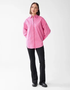 Shoeby Pinstripe Studs Blouse Roze<DAMES Blouses