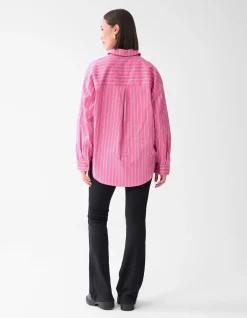 Shoeby Pinstripe Studs Blouse Roze<DAMES Blouses
